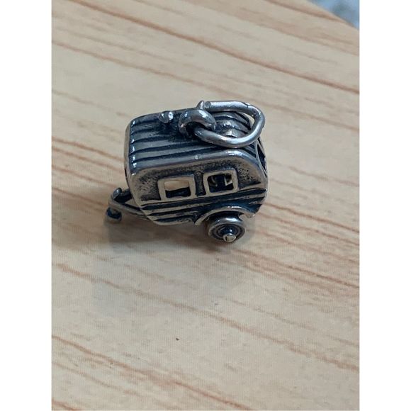 Vintage Travel Trailer Sterling Silver Jewelry Charm #camping #trailer - Picture 5 of 5